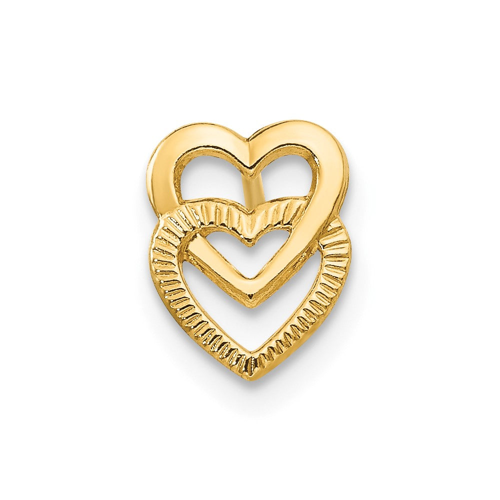 Single 14K Yellow Gold Polished Double Heart Post Earring
