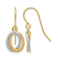 14k Two-tone Textured Fancy Dangle Earrings