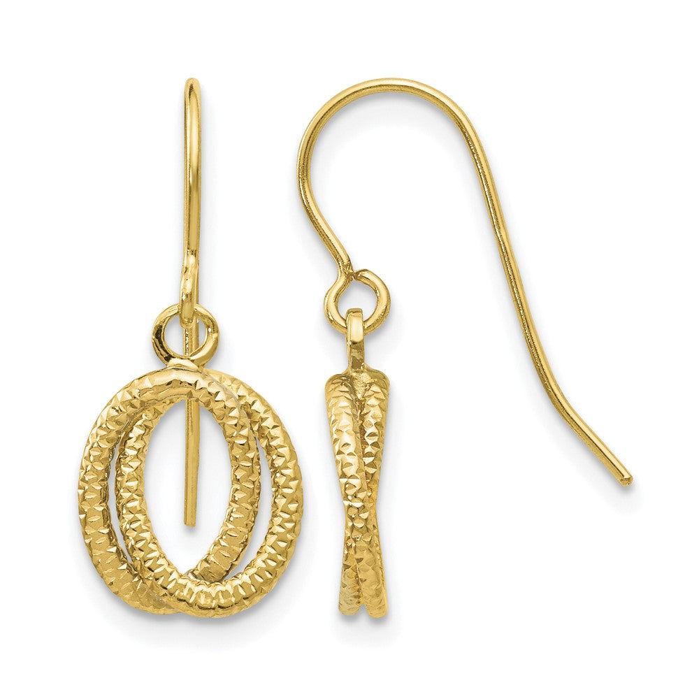 14k Gold Textured Fancy Dangle Earrings