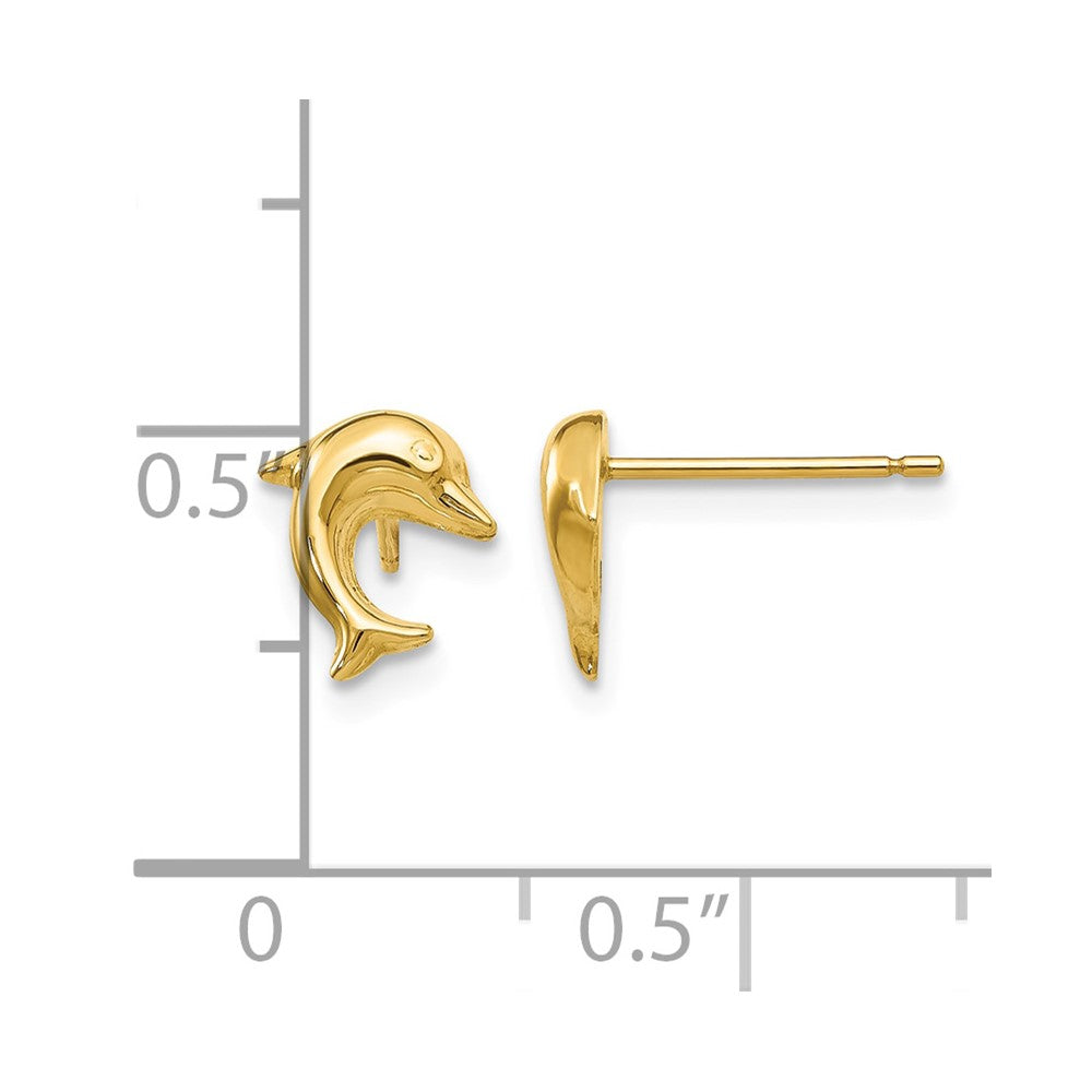 14k Small Dolphin Post Earrings