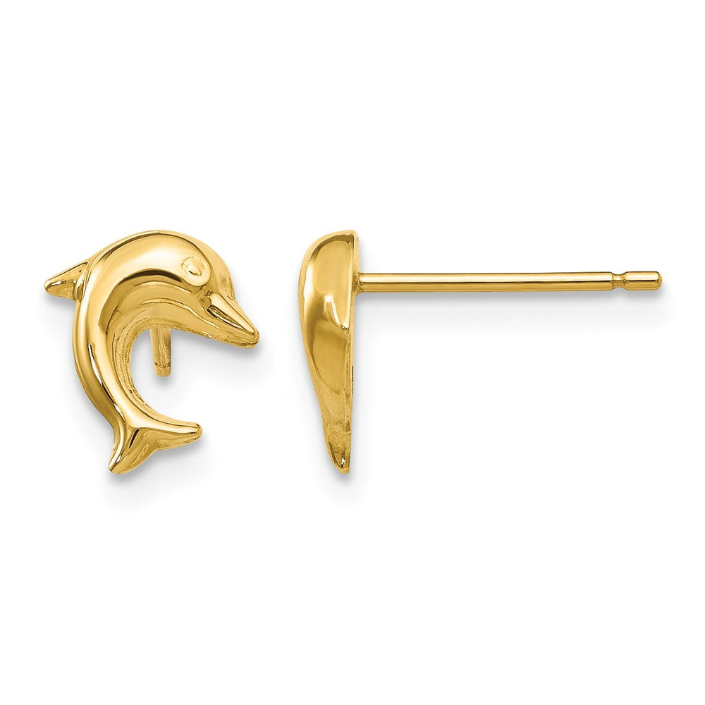 14k Small Dolphin Post Earrings