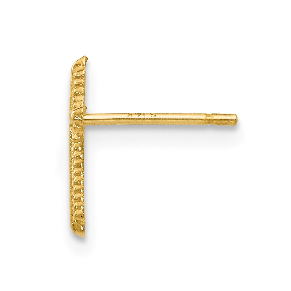 Single 14K Yellow Gold Polished Cross Post Earring