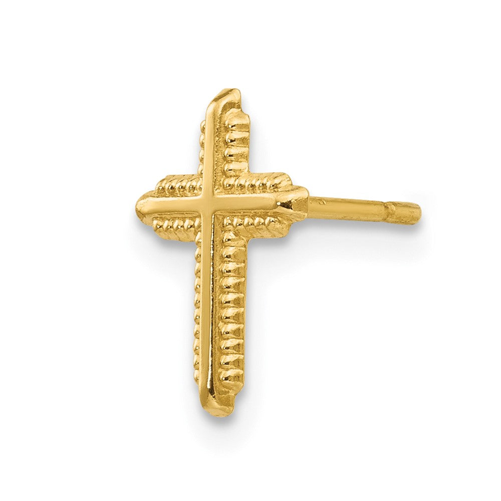 Single 14K Yellow Gold Polished Cross Post Earring
