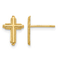 14K Yellow Gold Polished Cross Post Earrings