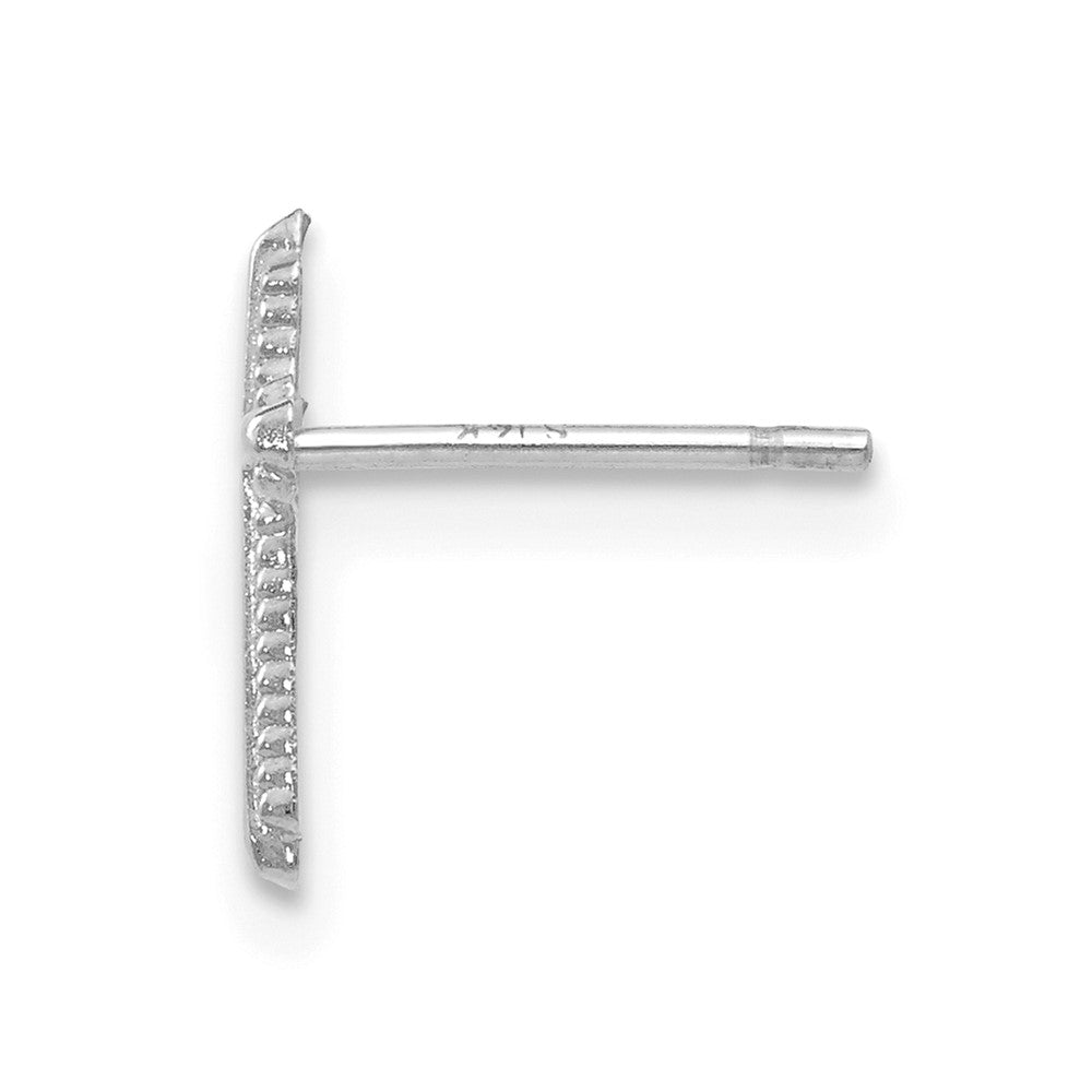 Single 14K White Gold Polished Cross Post Earring