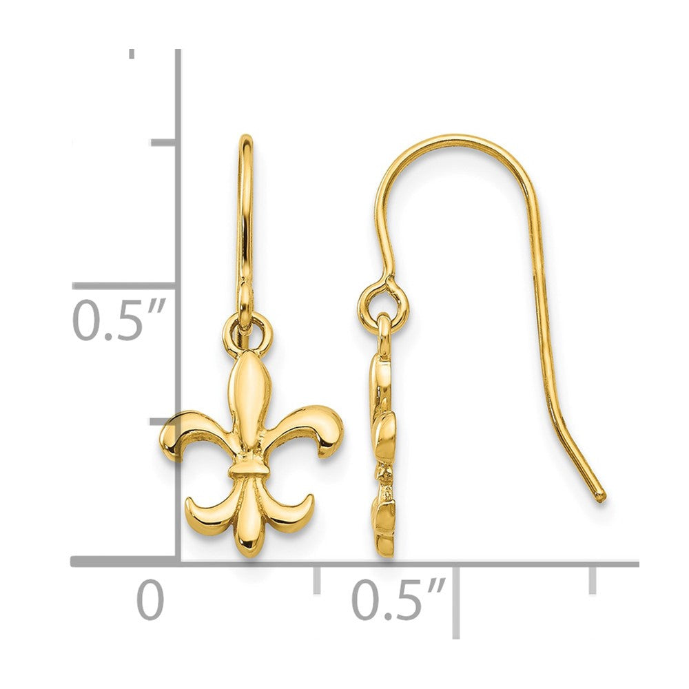 14k Fleur de lis Dangle Earrings