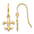 14k Fleur de lis Dangle Earrings