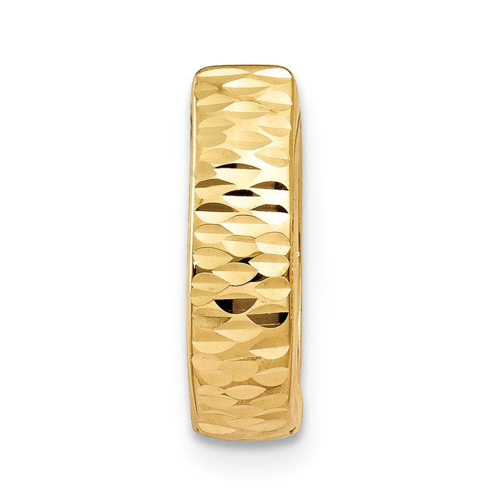 Single 14K Gold Textured and Polished Hinged Hoop Earring