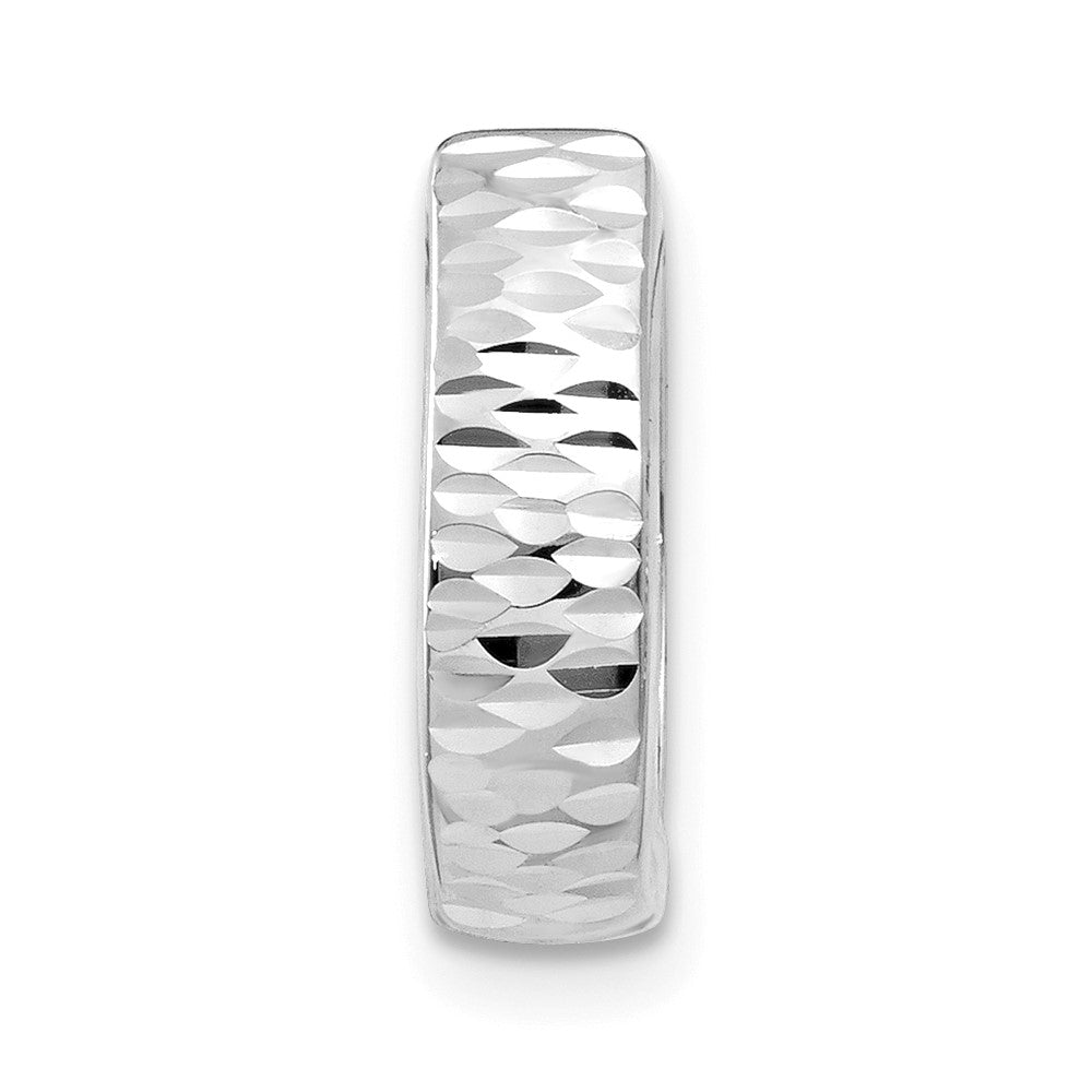 Single 14K White Gold Textured and Polished Hinged Hoop Earring