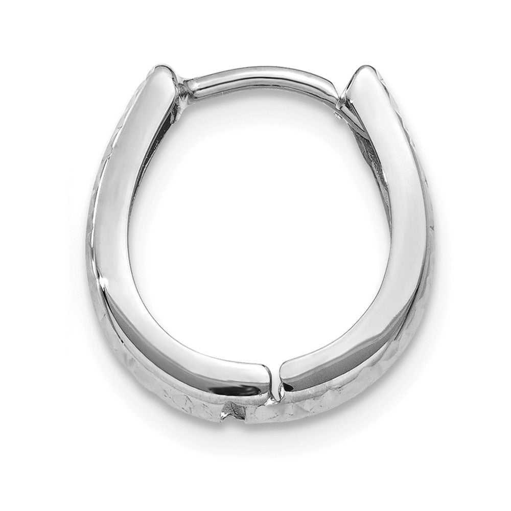 Single 14K White Gold Textured and Polished Hinged Hoop Earring