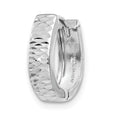 Single 14K White Gold Textured and Polished Hinged Hoop Earring