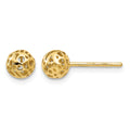 14K Yellow Gold Small Fancy Ball Post Earrings