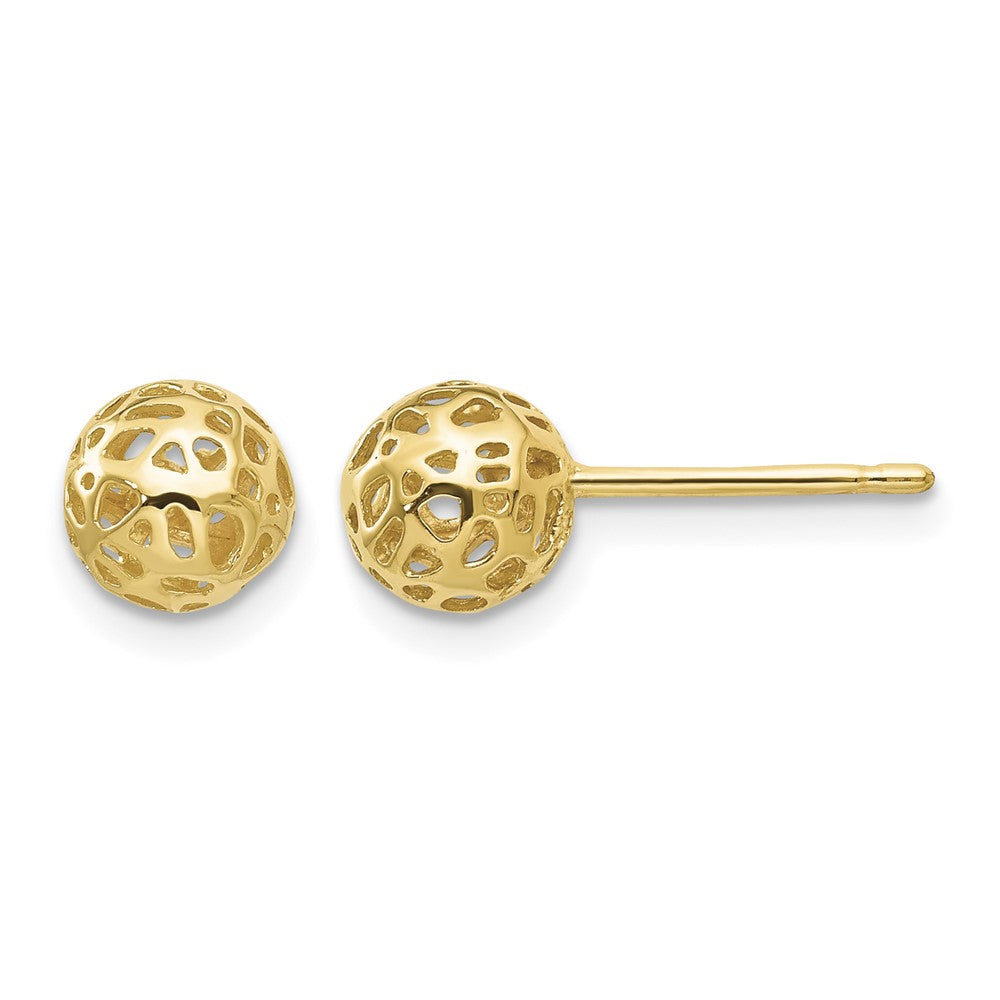 14K Yellow Gold Fancy Ball Post Earrings