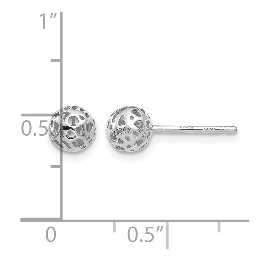 14K White Gold Small Fancy Ball Post Earrings