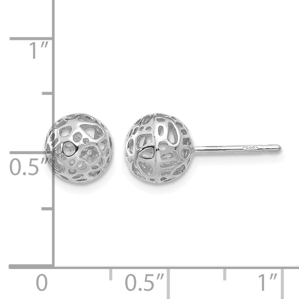 14K White Gold Medium Fancy Ball Post Earrings