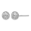 14K White Gold Medium Fancy Ball Post Earrings