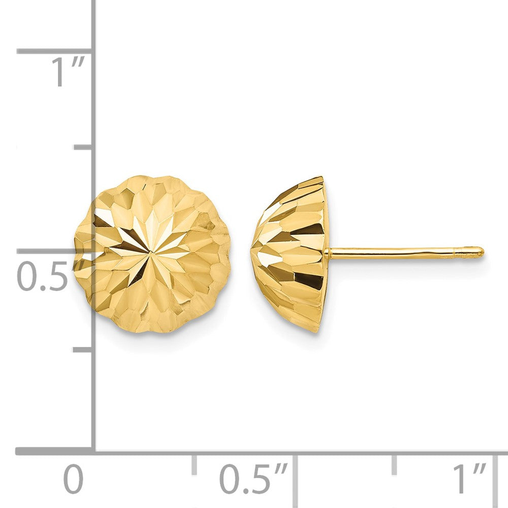 14k Gold Diamond-cut 10mm Domed Post Earrings