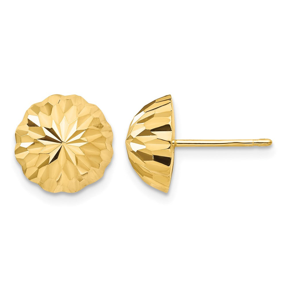 14k Gold Diamond-cut 10mm Domed Post Earrings