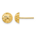14k Gold Diamond-cut 8mm Domed Post Earrings