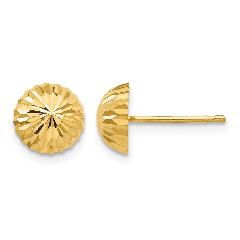 14k Gold Diamond-cut 8mm Domed Post Earrings