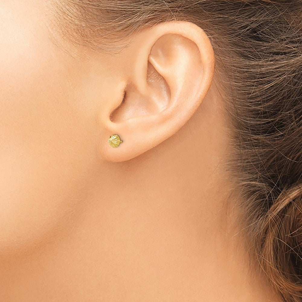 14k Gold Diamond-cut 5mm Domed Post Earrings