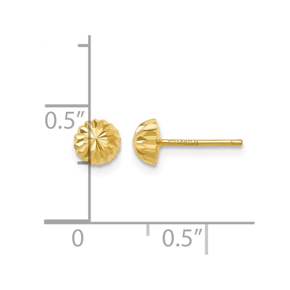14k Gold Diamond-cut 5mm Domed Post Earrings