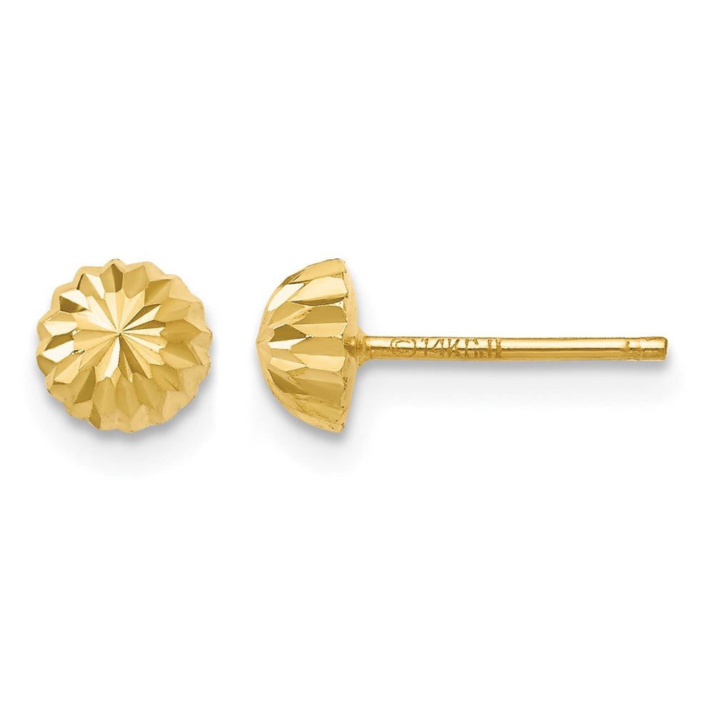 14k Gold Diamond-cut 5mm Domed Post Earrings