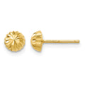 14k Gold Diamond-cut 5mm Domed Post Earrings