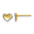 14k Two-tone Polished and Satin Heart Post Earrings