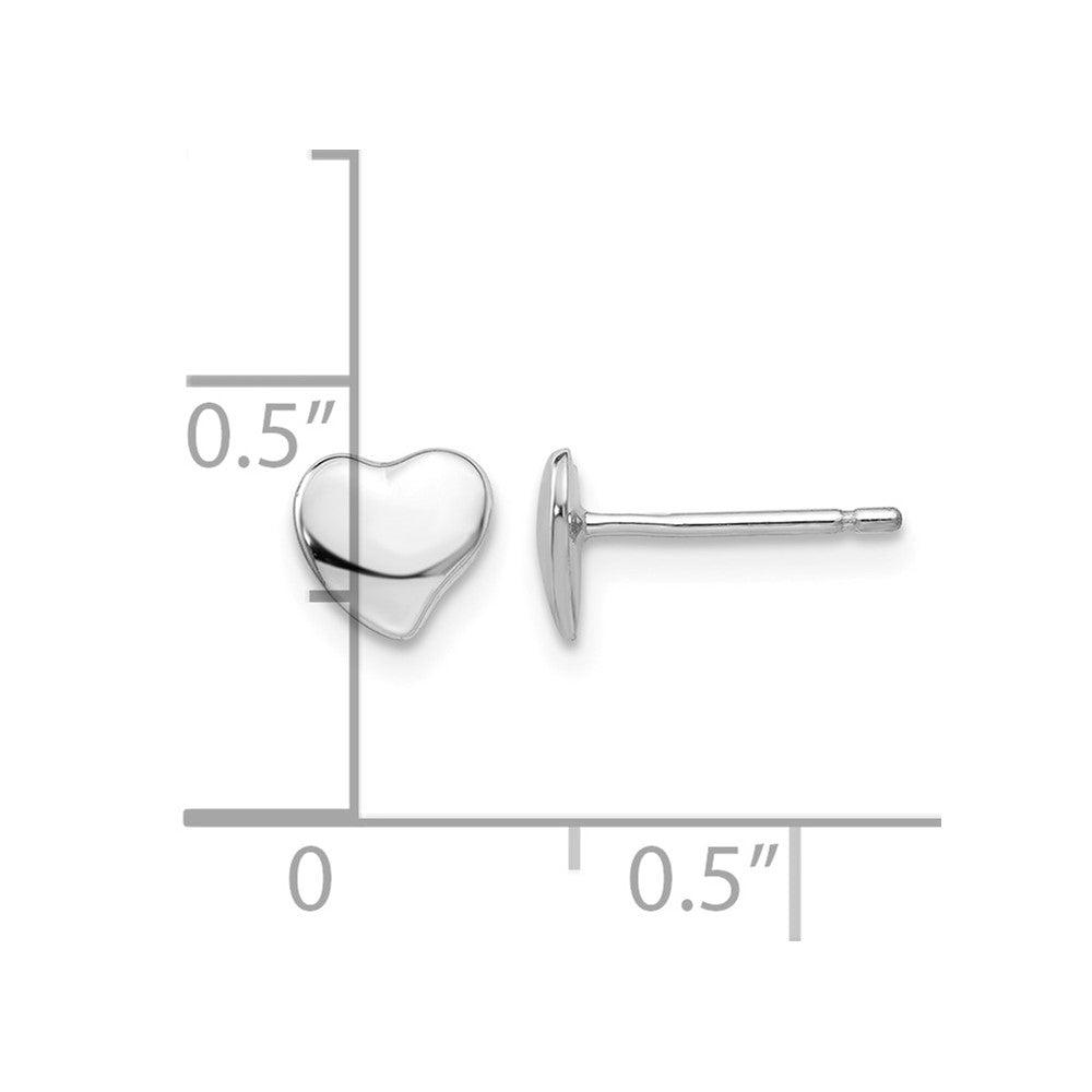 14k White Polished Heart Post Earrings