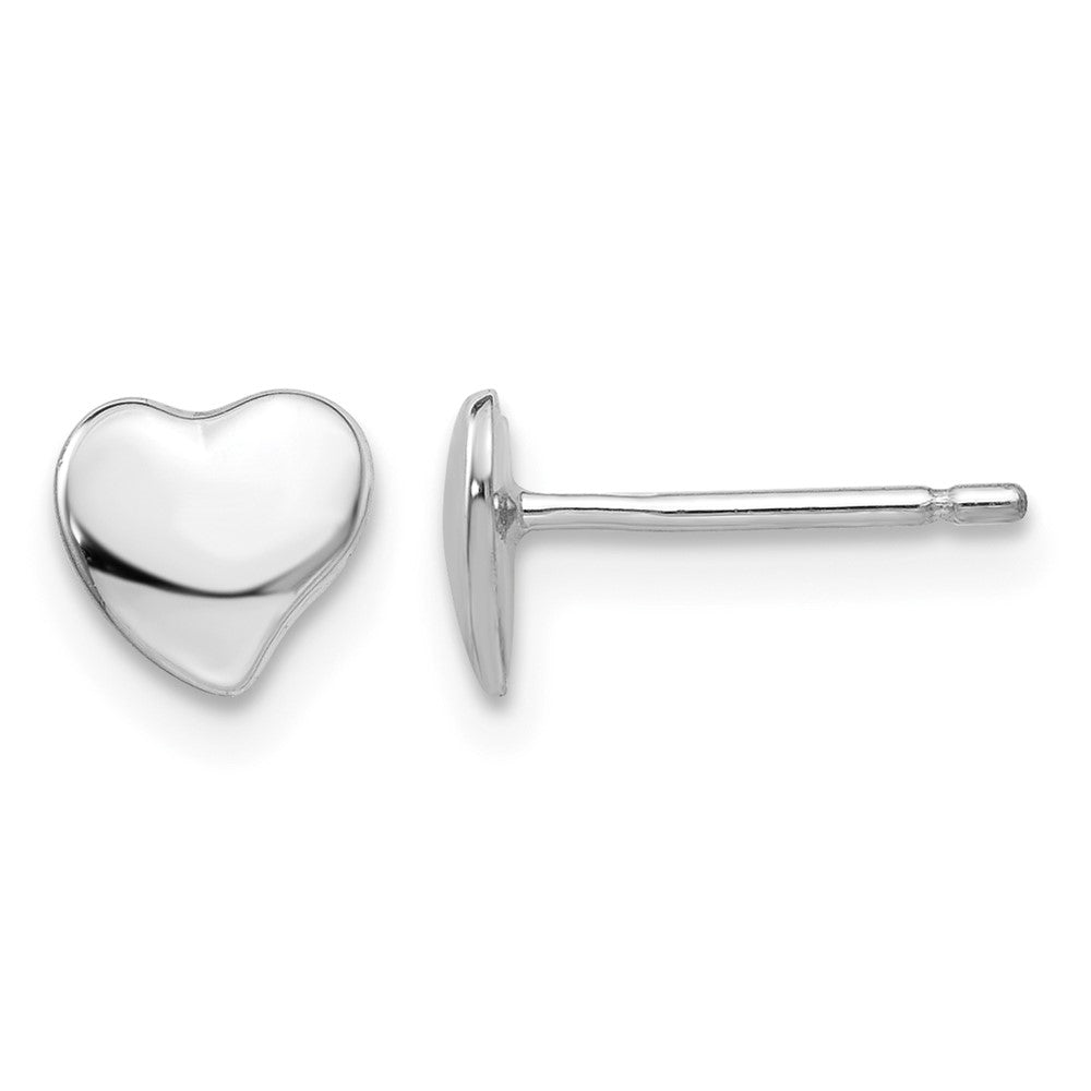 14k White Polished Heart Post Earrings