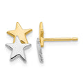14k with Rhodium Polished Star Post Earrings