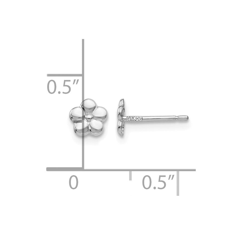 14k White Polished Flower Post Earrings