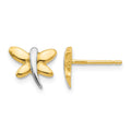 14k with Rhodium Polished Dragonfly Post Earrings