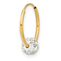 Single 14k Polished Crystal and Resin Bead Endless Hoop Earring