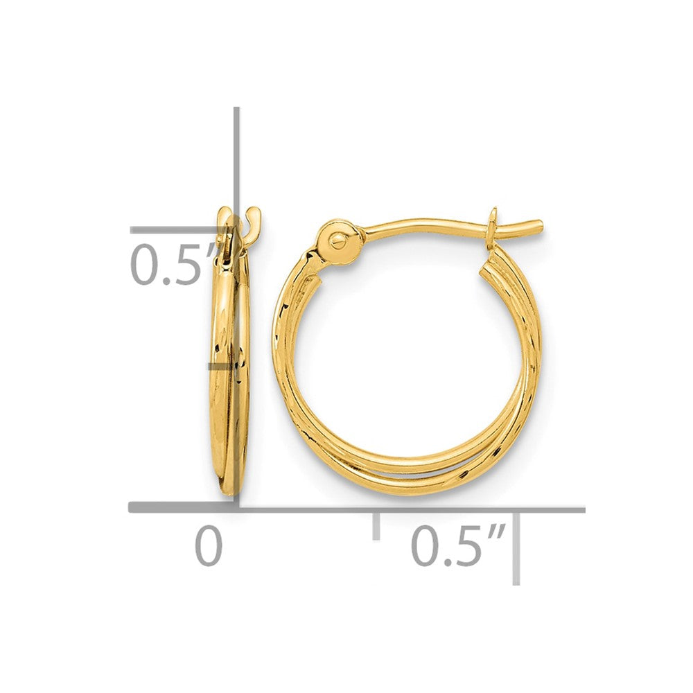 14k Diamond Cut Polished Double Hoops