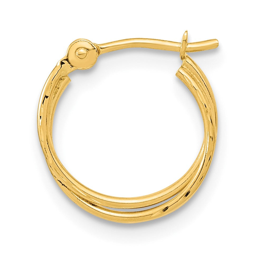Single 14k Diamond Cut Polished Double Hoop Earring