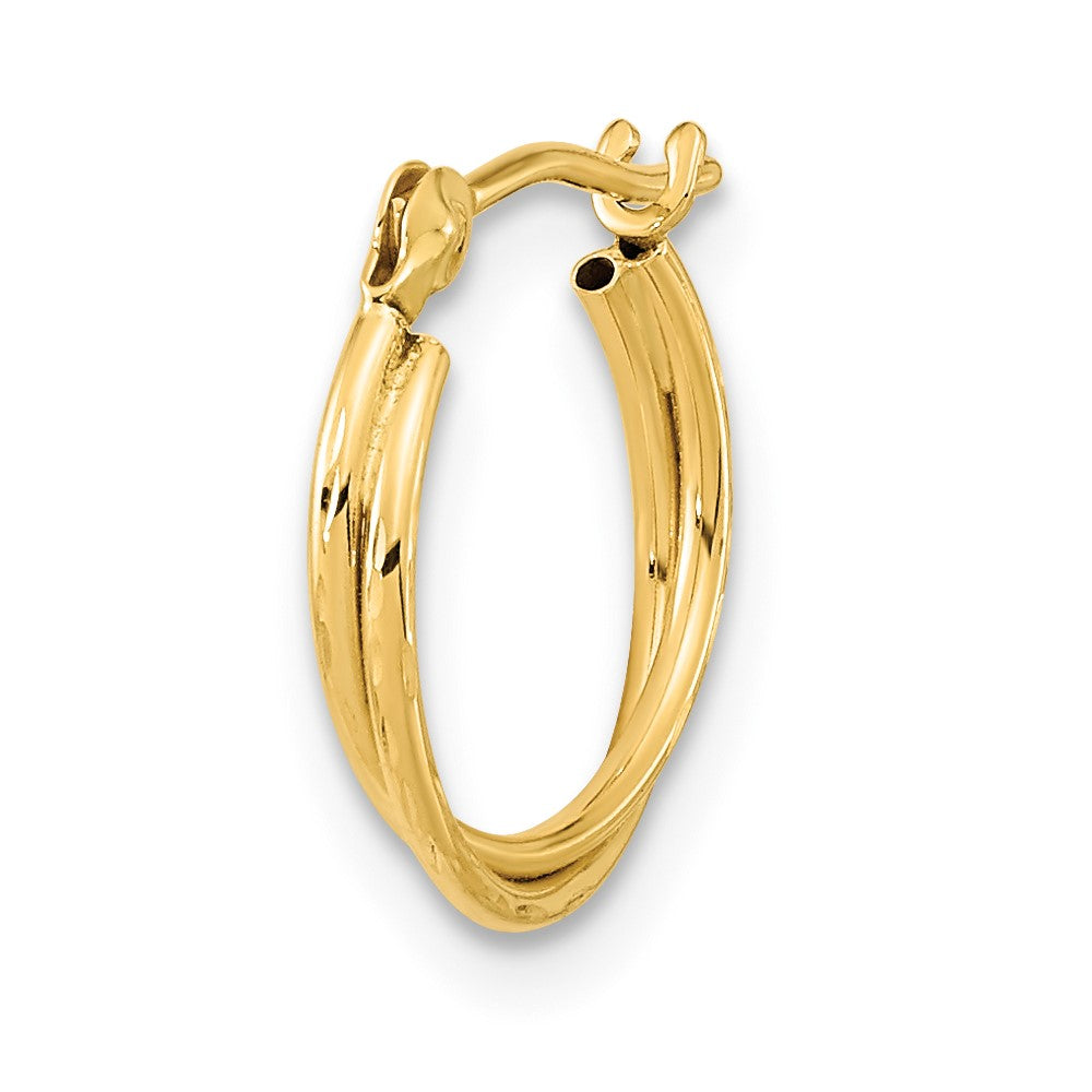 Single 14k Diamond Cut Polished Double Hoop Earring