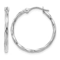 14k White Gold Polished Twisted Hoops