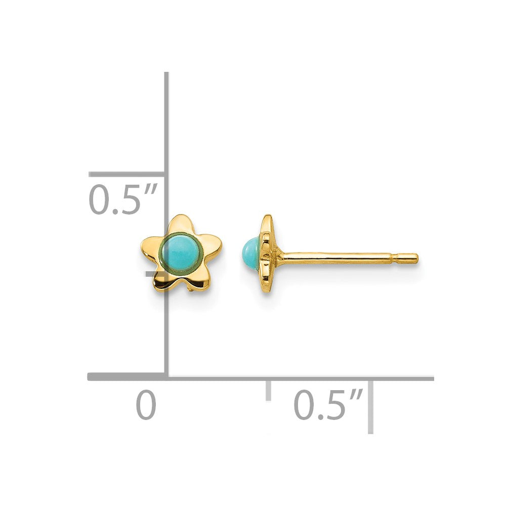 14k Polished Turquoise Star Post Earrings