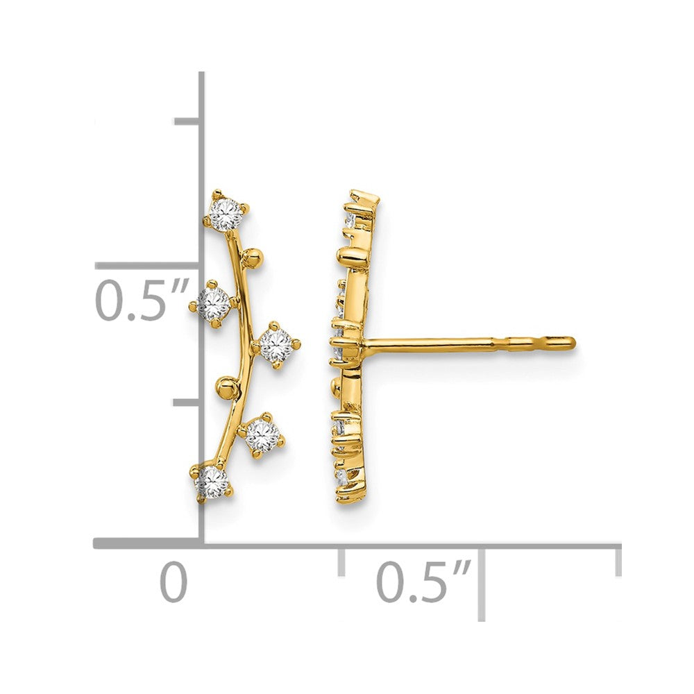 14k Polished Bar CZ Post Earrings