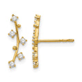 14k Polished Bar CZ Post Earrings
