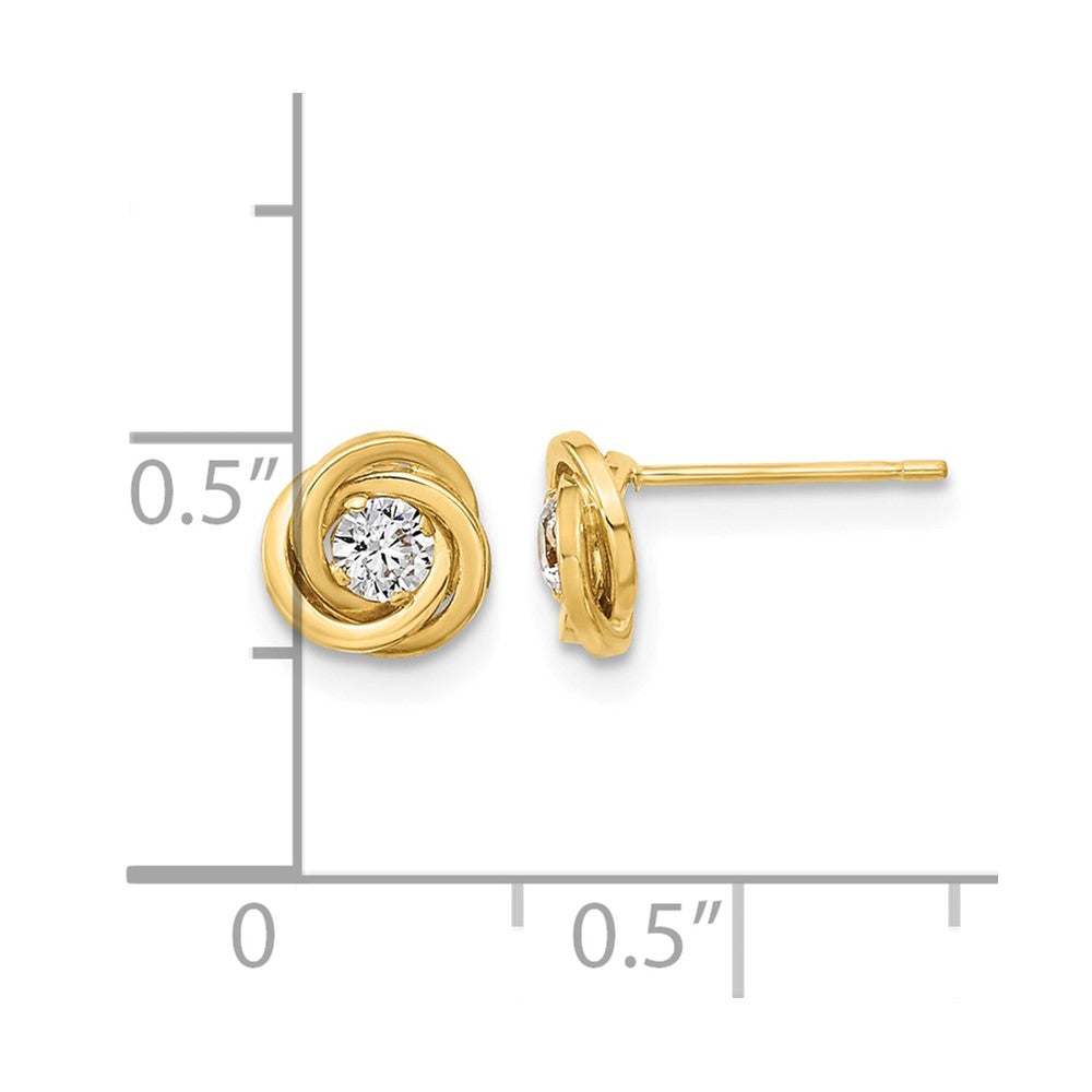 14k Polished CZ Love Knot Post Earrings