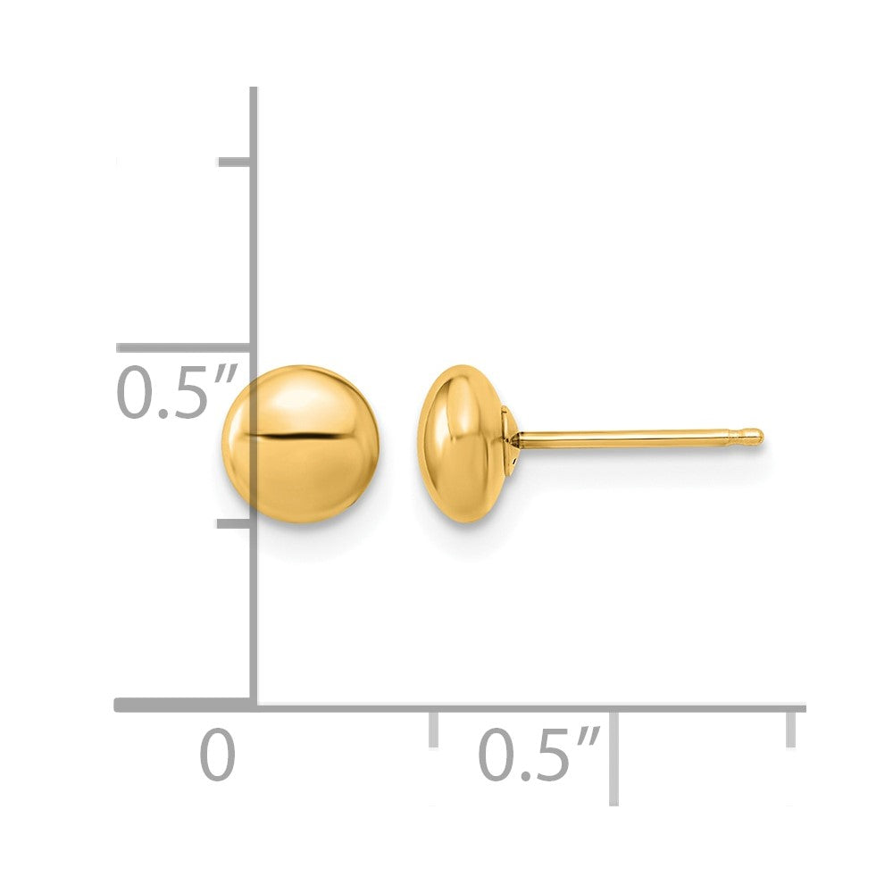 14k Gold Polished Button Post Earrings