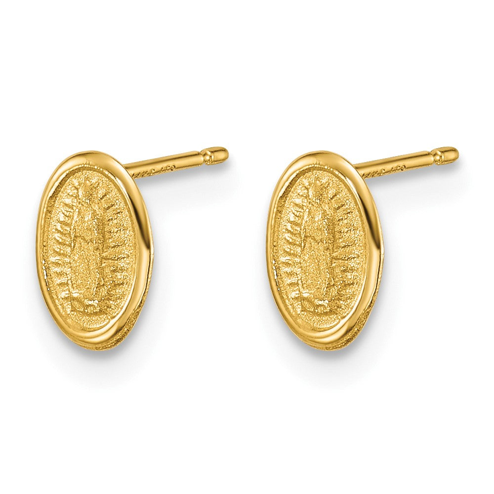 14k Polished Our Lady of Guadalupe Post Earrings