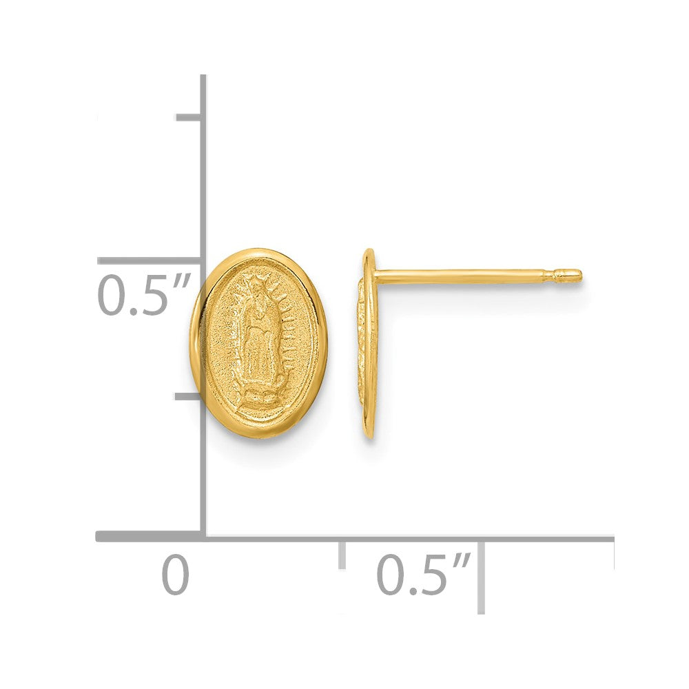 14k Polished Our Lady of Guadalupe Post Earrings