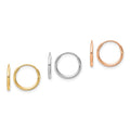 14K Tri Color 3-pair Hoop Earrings Set