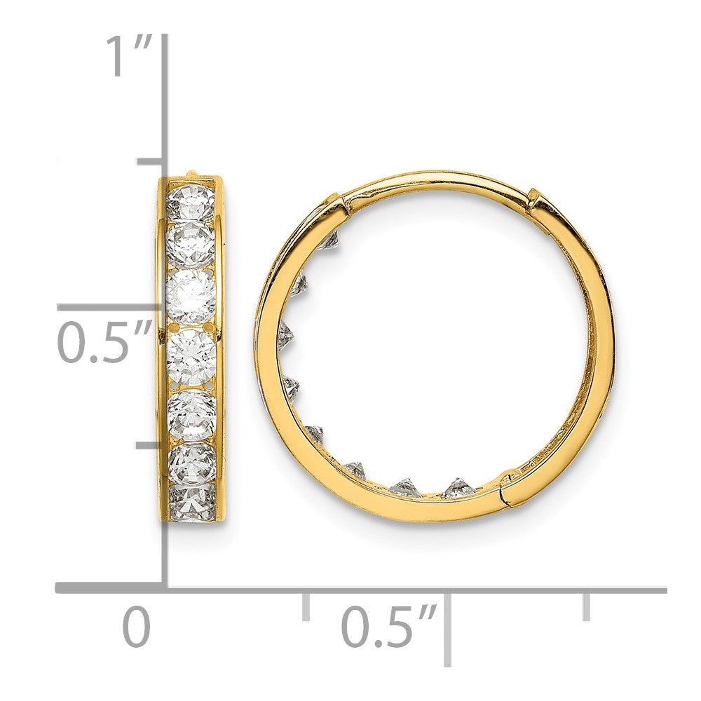 14K CZ Hinged Hoop Earrings