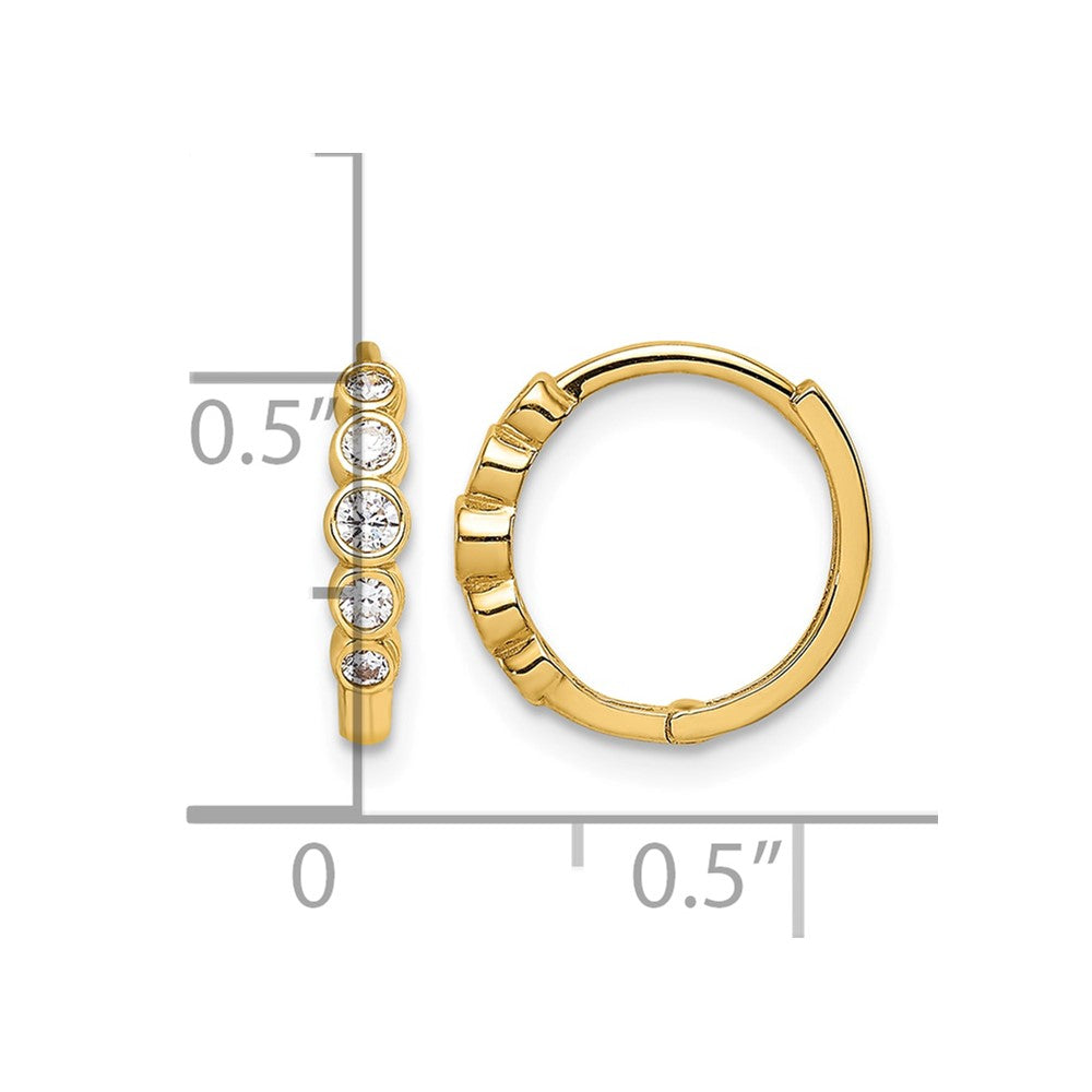 14K CZ Hinged Hoop Earrings