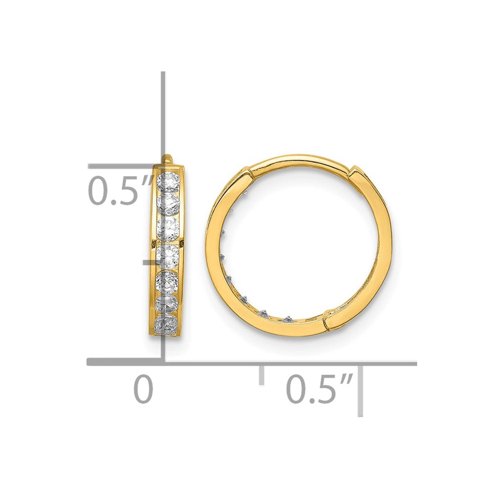 14K CZ Hinged Hoop Earrings